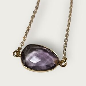 Minimalist amethyst 16k Gold Plated necklace